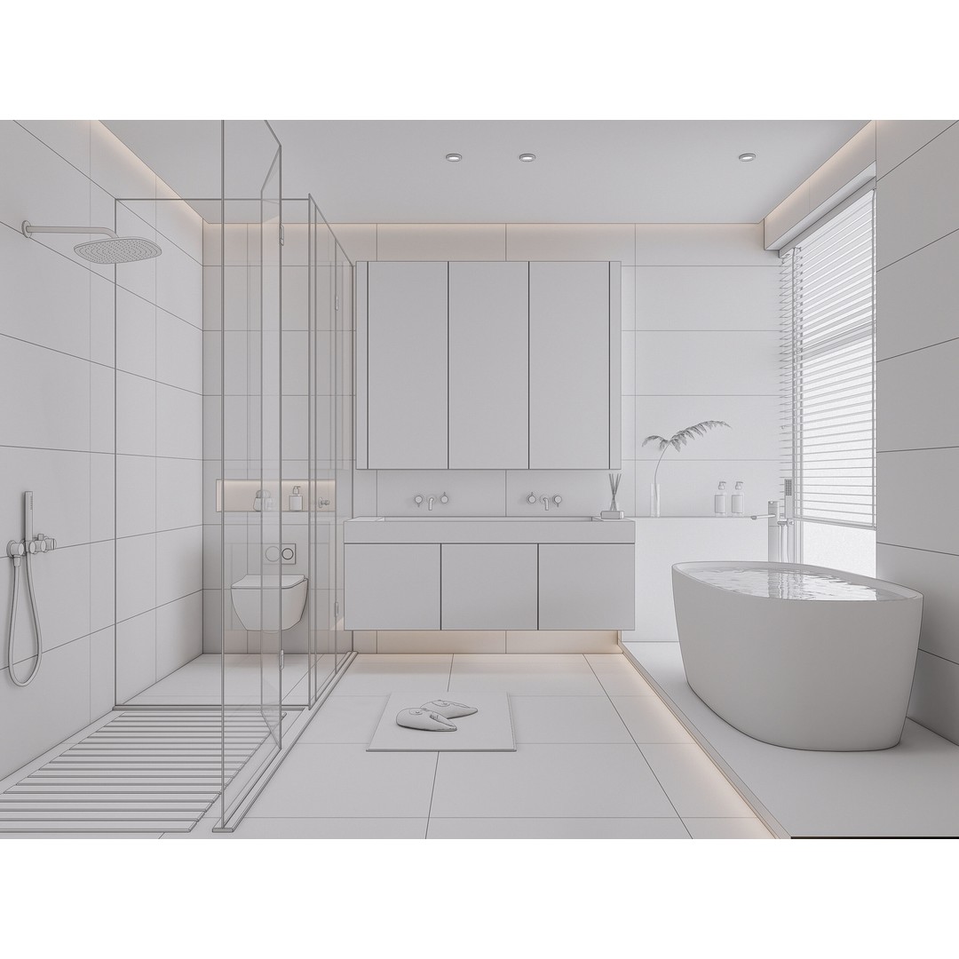 Modern Bathroom 3D Model – Elegant Vanity Scene, FBX & Blender Formats - View 18