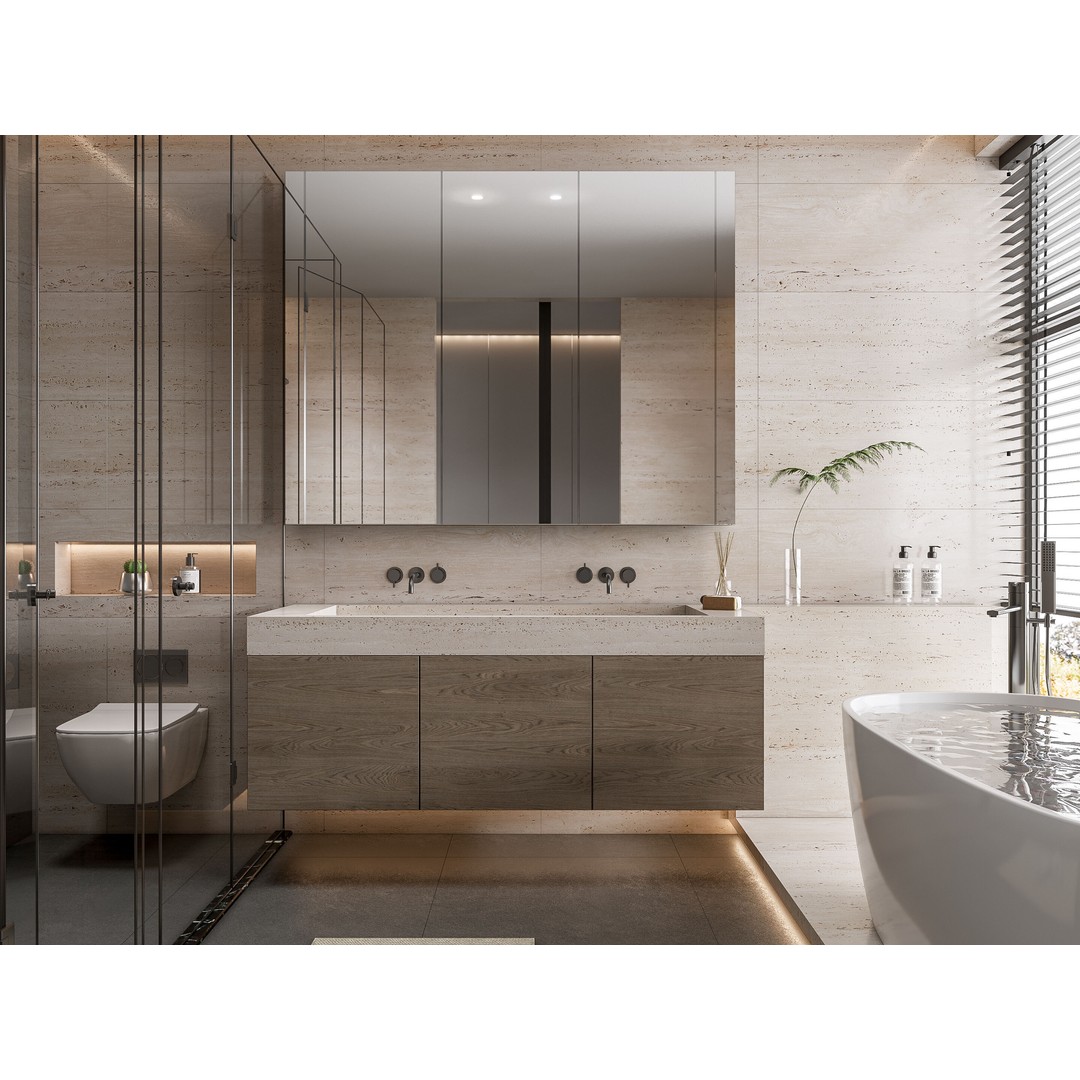 Modern Bathroom 3D Model – Elegant Vanity Scene, FBX & Blender Formats - View 3
