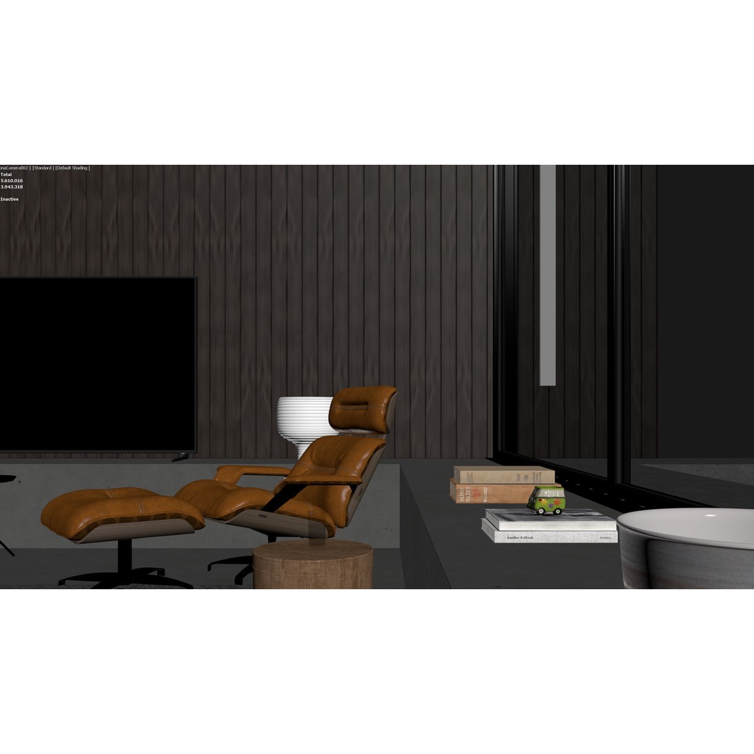 Modern Living Room 3D Model – High Poly Archviz Scene, FBX & OBJ - View 11