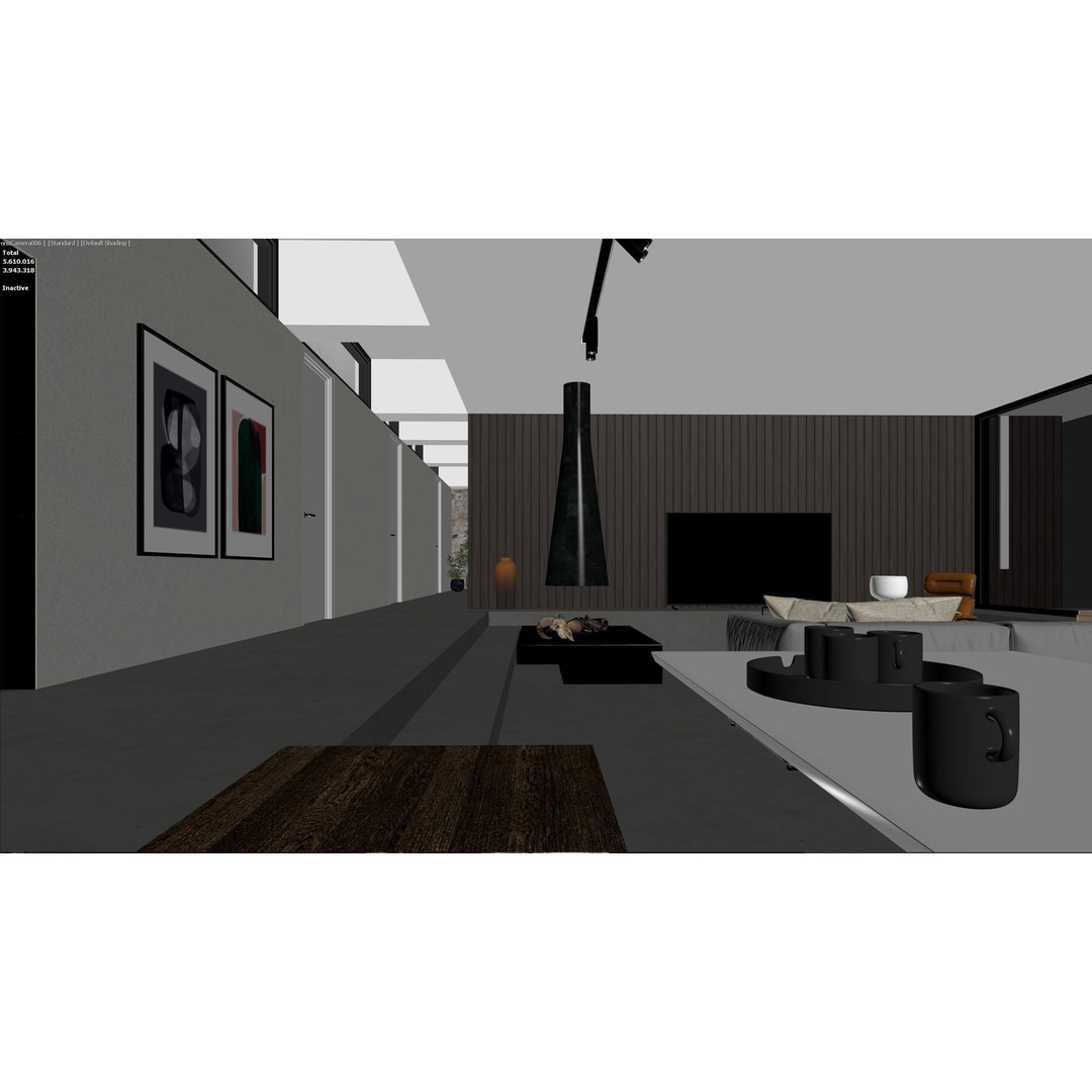 Modern Living Room 3D Model – High Poly Archviz Scene, FBX & OBJ - View 13