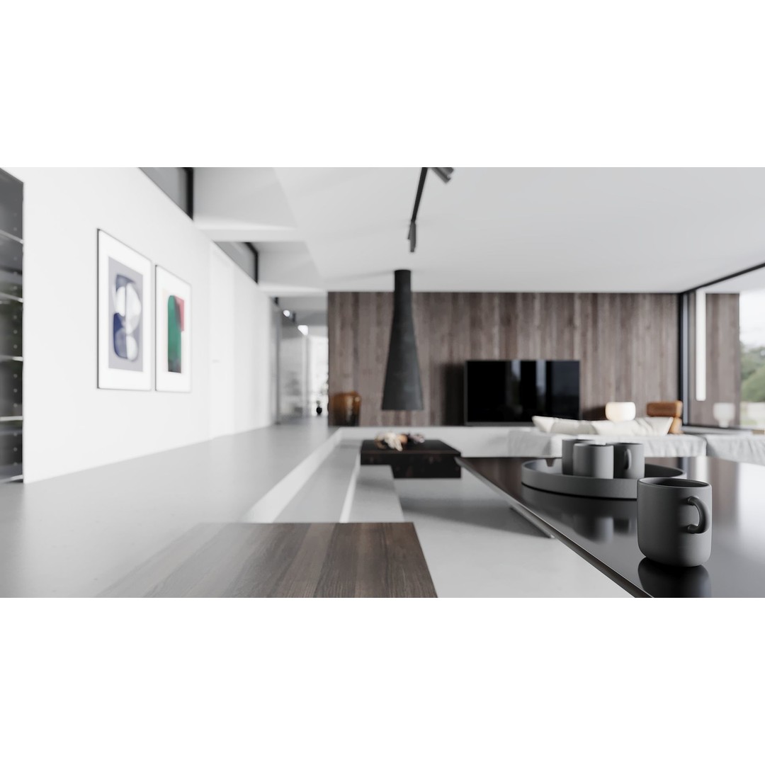 Modern Living Room 3D Model – High Poly Archviz Scene, FBX & OBJ - View 4