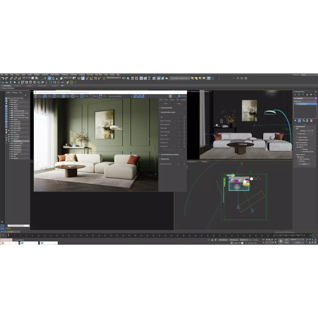 Modern Living Room 3D Model – Bright Interior Scene, FBX, Archviz - View 5
