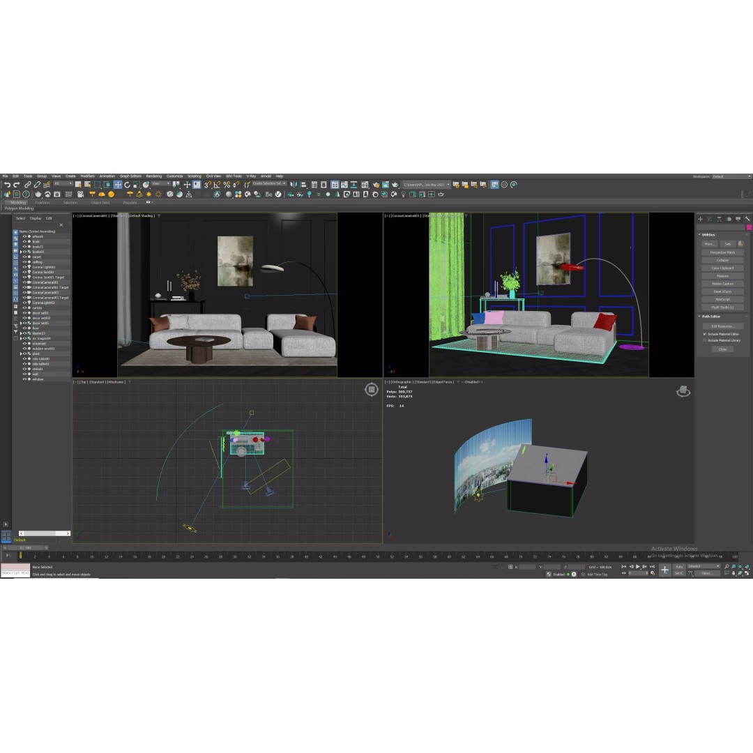 Modern Living Room 3D Model – Bright Interior Scene, FBX, Archviz - View 6