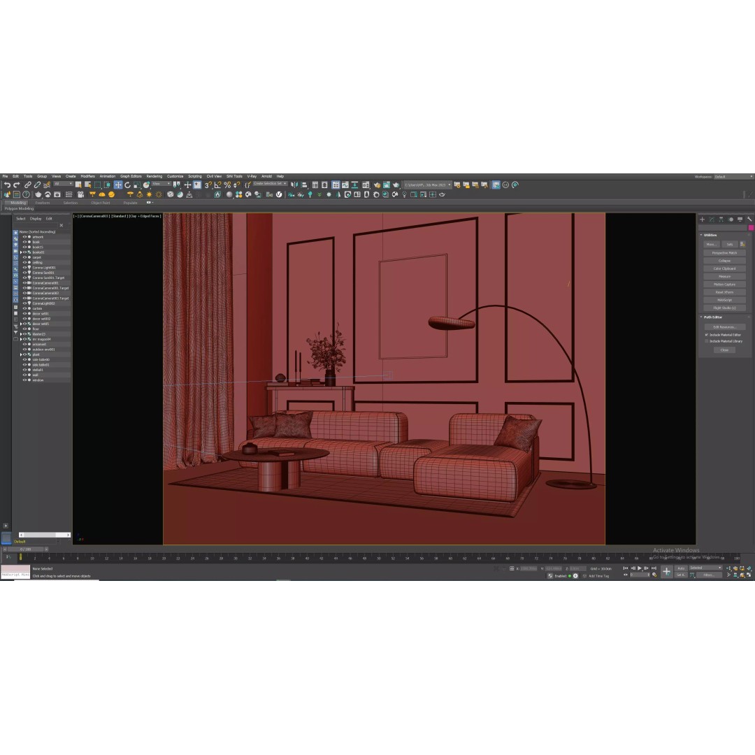 Modern Living Room 3D Model – Bright Interior Scene, FBX, Archviz - View 8