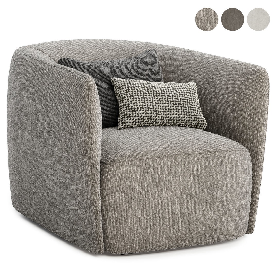 Santa Monica Arm Chair 3D Model – Modern Fabric Design, FBX & OBJ Formats - View 4