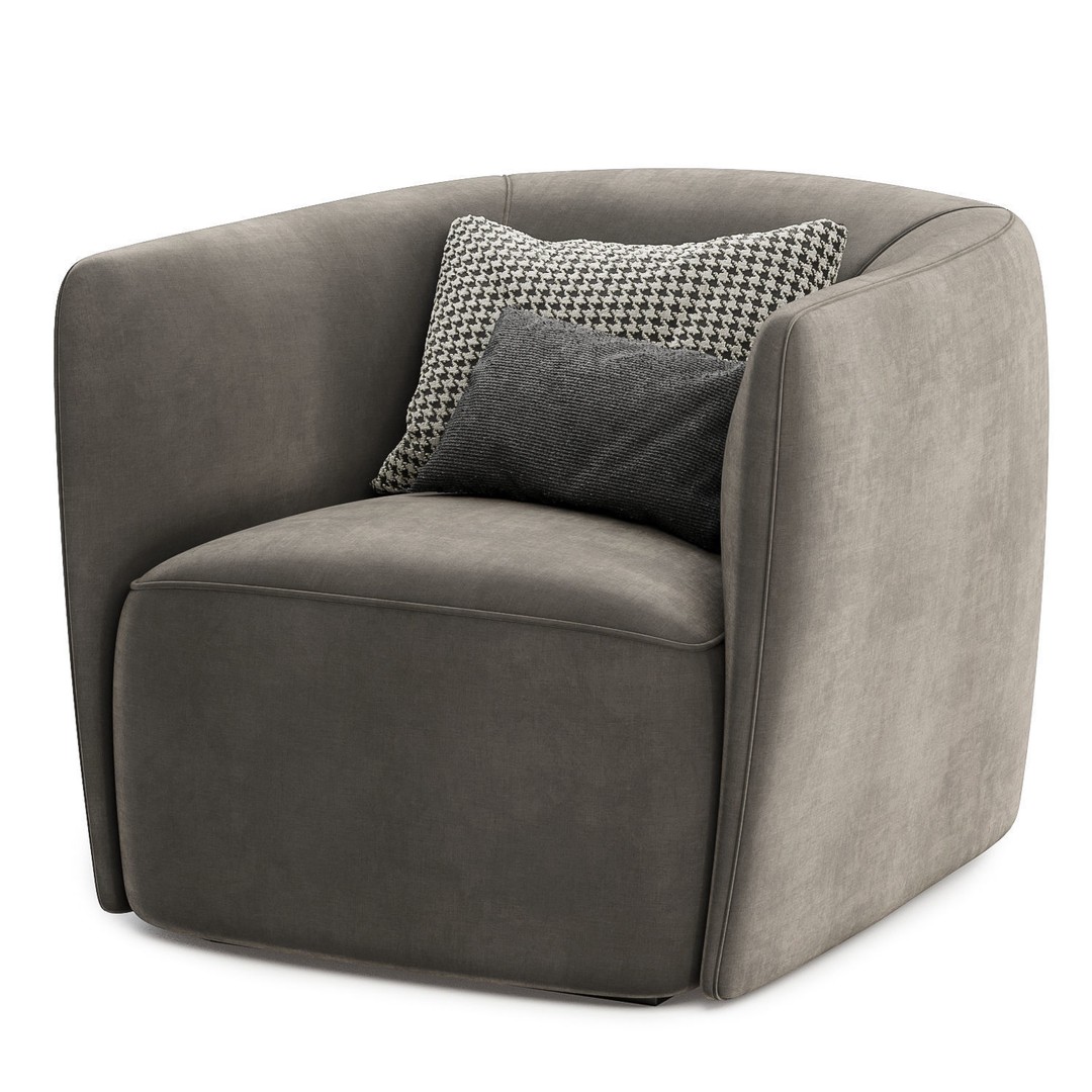 Santa Monica Arm Chair 3D Model – Modern Fabric Design, FBX & OBJ Formats - View 6