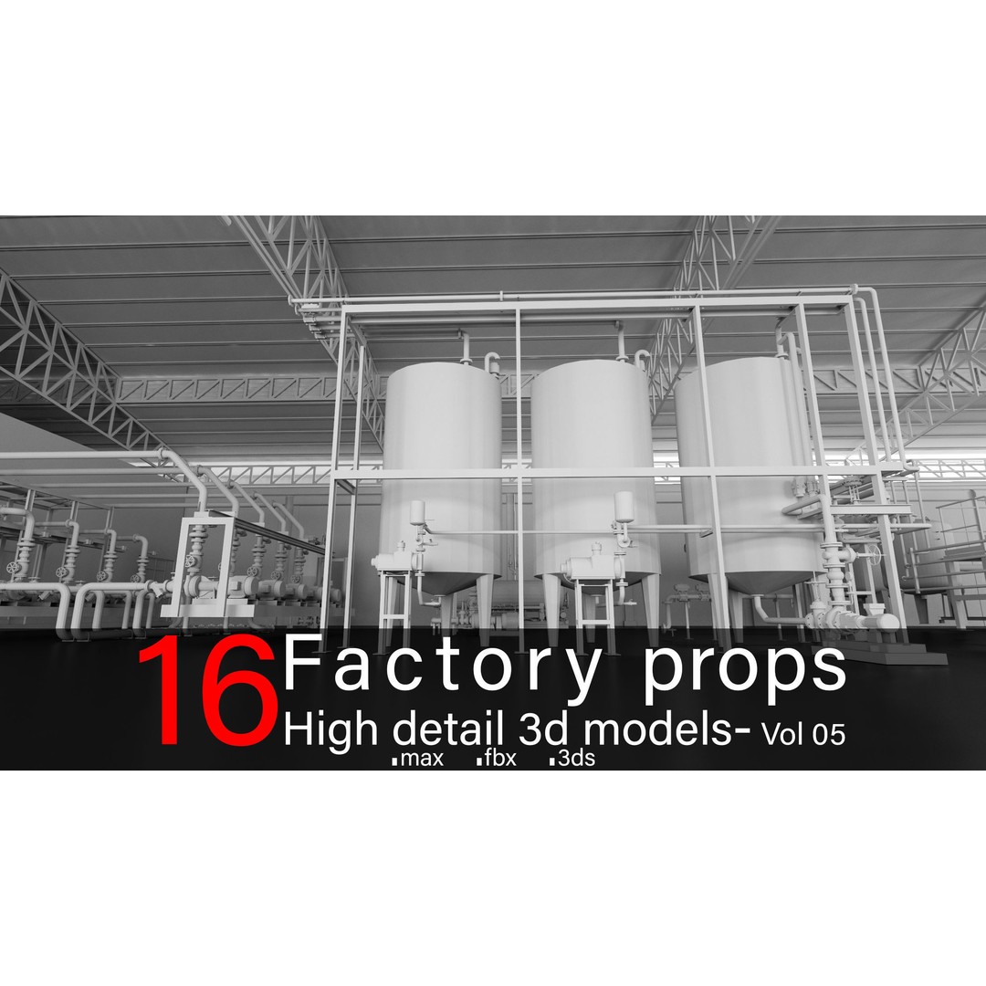 High Detail Factory Props 3D Models – Industrial Assets, FBX, OBJ - View 5
