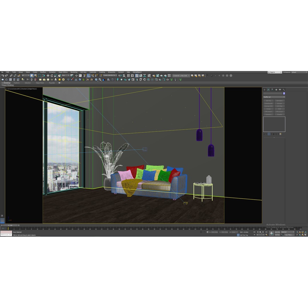 Simple Interior Scene 3D Model – Textured Room with Natural Lighting, FBX, OBJ