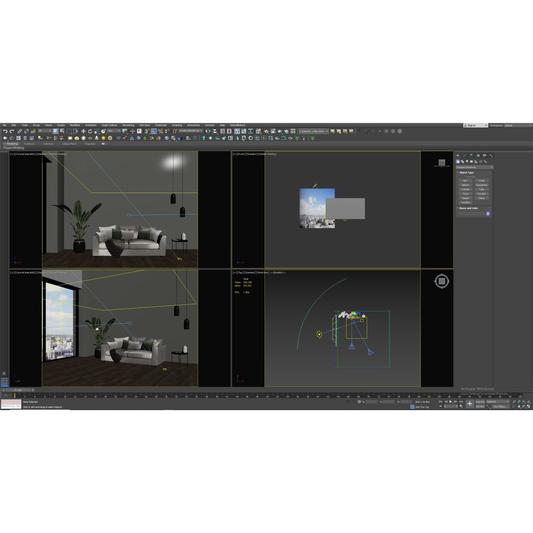 Simple Interior Scene 3D Model – Textured Room with Natural Lighting, FBX, OBJ - View 4