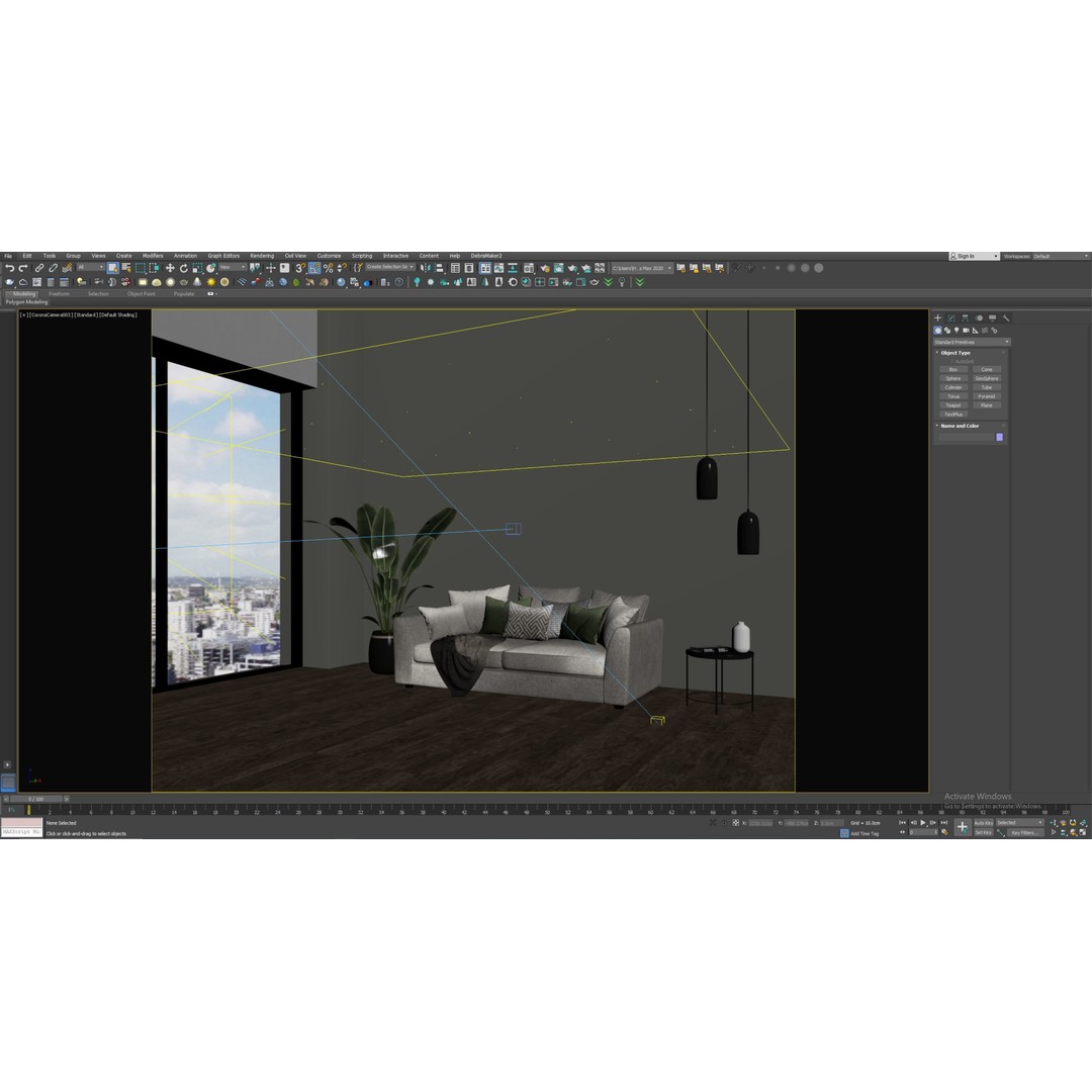 Simple Interior Scene 3D Model – Textured Room with Natural Lighting, FBX, OBJ - View 6