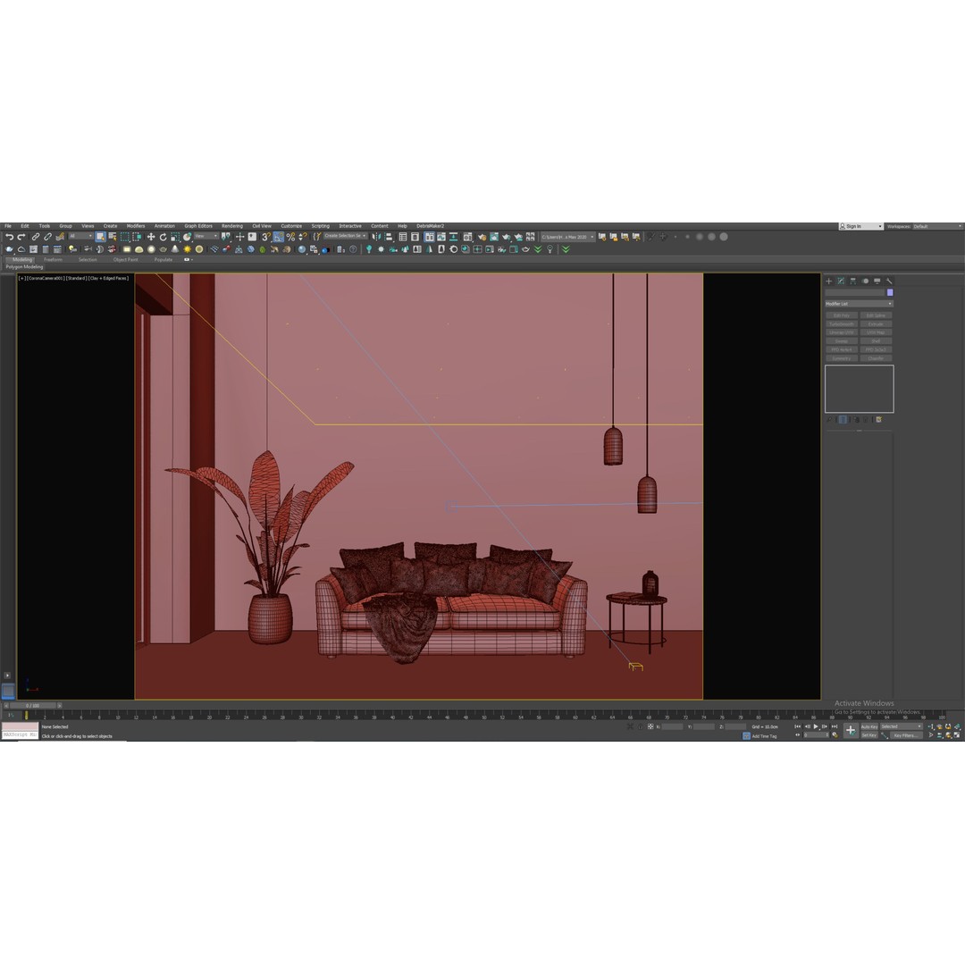 Simple Interior Scene 3D Model – Textured Room with Natural Lighting, FBX, OBJ - View 7