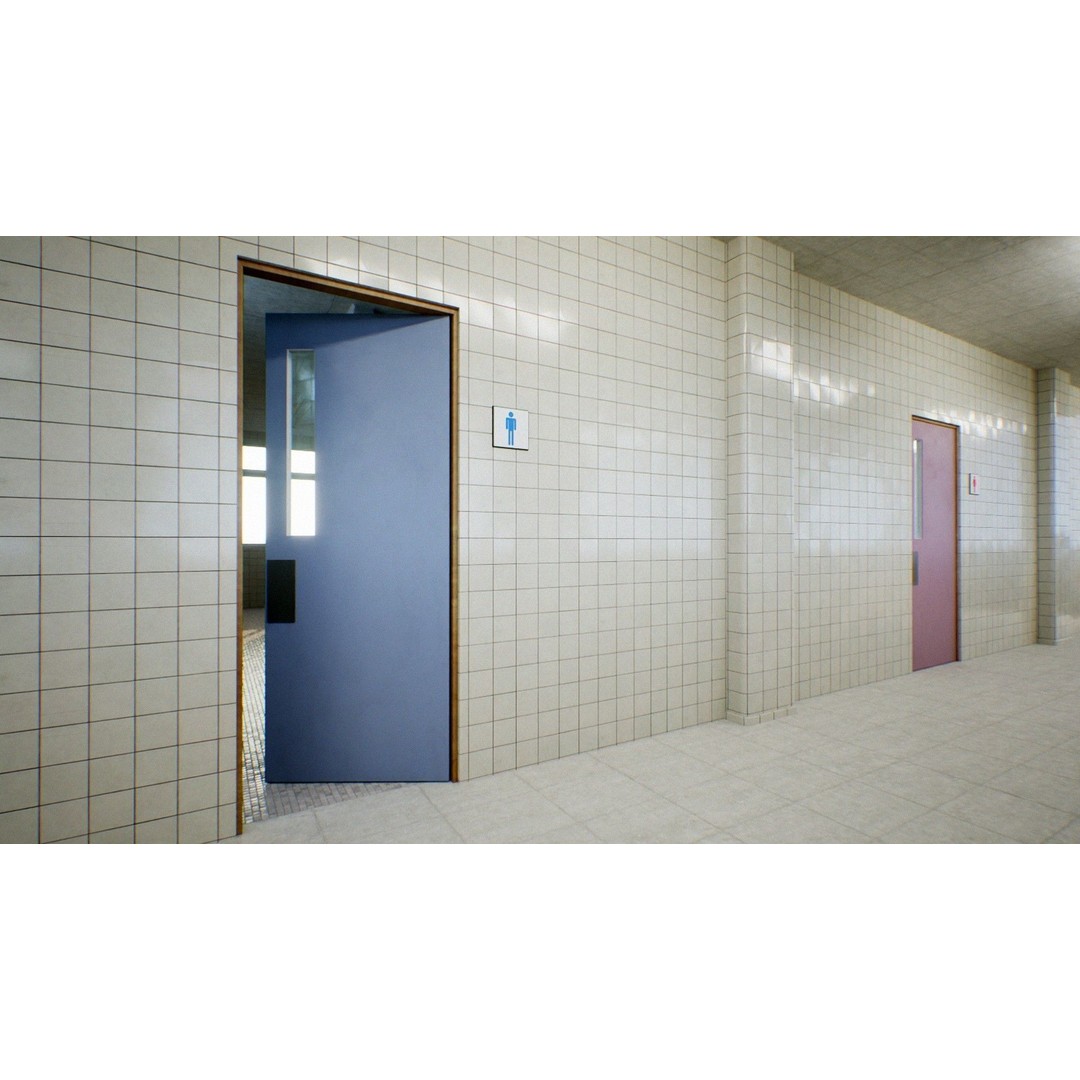 Japanese School Restroom 3D Model – Low Poly Game Asset, FBX - View 14
