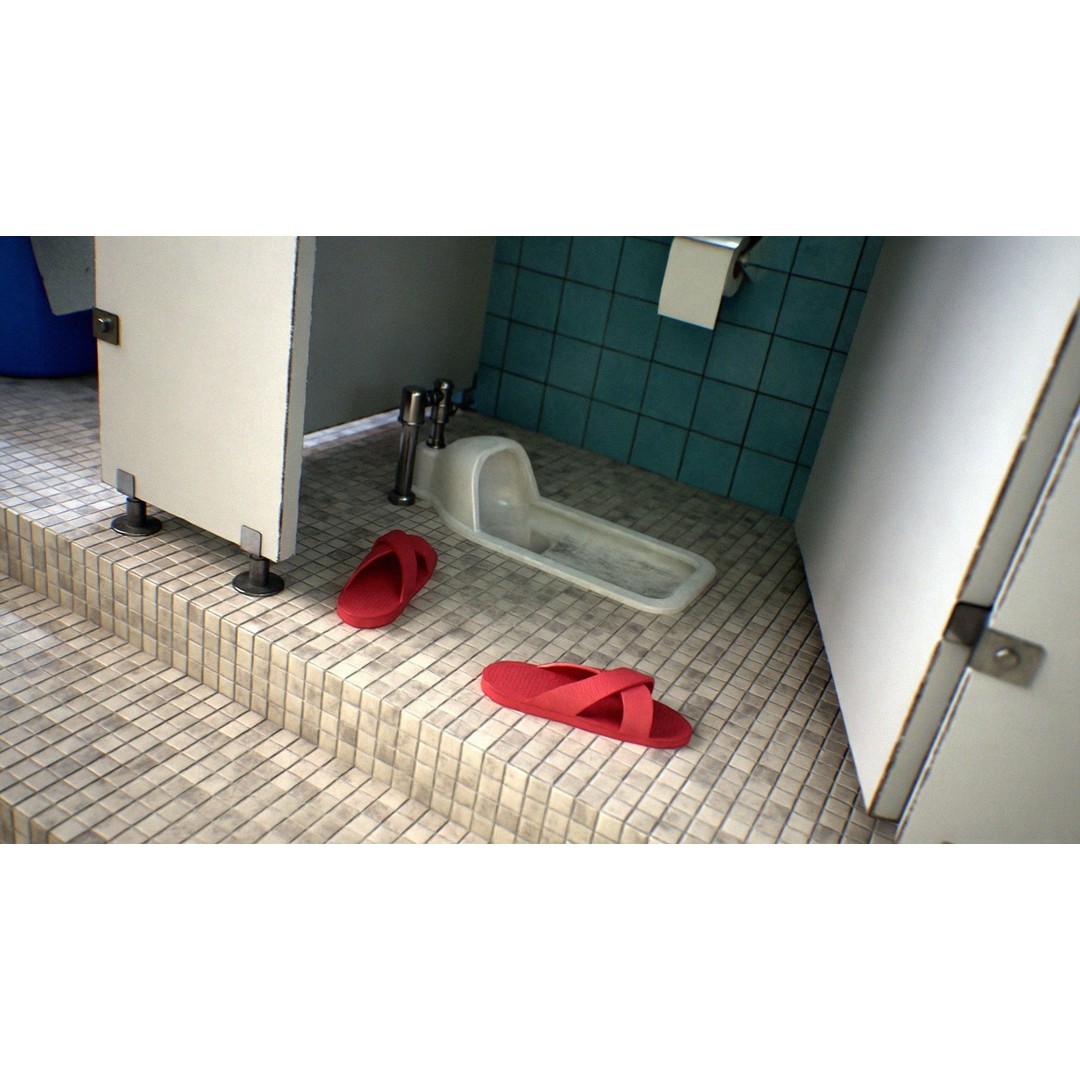 Japanese School Restroom 3D Model – Low Poly Game Asset, FBX - View 4