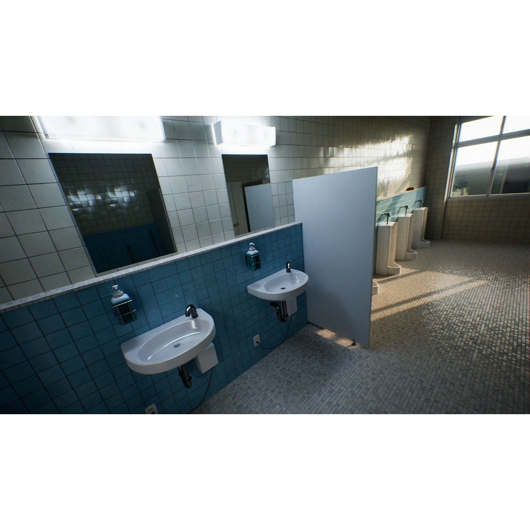Japanese School Restroom 3D Model – Low Poly Game Asset, FBX - View 6