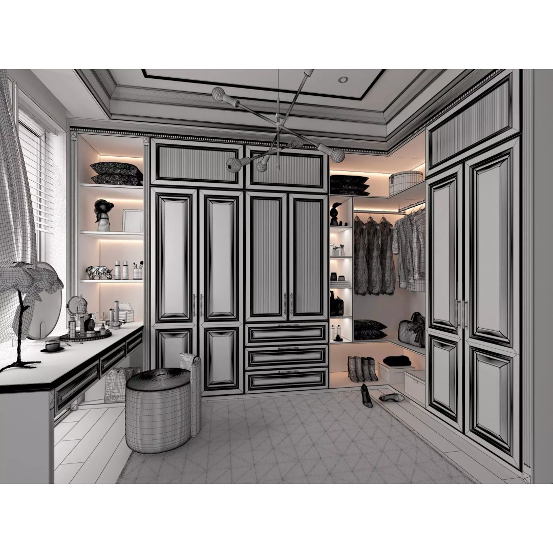 Cloakroom Dressing Room 3D Model – Luxury Interior Asset, FBX, OBJ - View 7