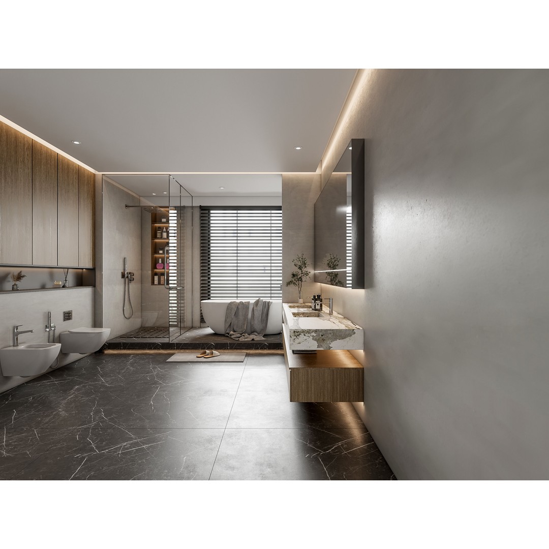 Modern Bathroom 3D Model – Elegant Vanity Scene, FBX, Blender, PBR - View 13