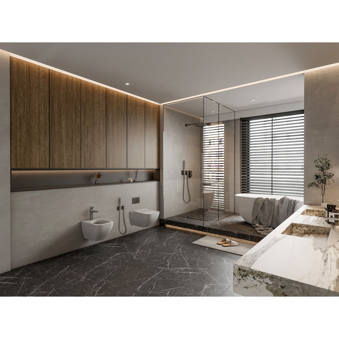 Modern Bathroom 3D Model – Elegant Vanity Scene, FBX, Blender, PBR - View 14