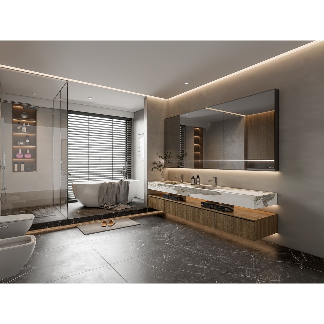 Modern Bathroom 3D Model – Elegant Vanity Scene, FBX, Blender, PBR - View 16