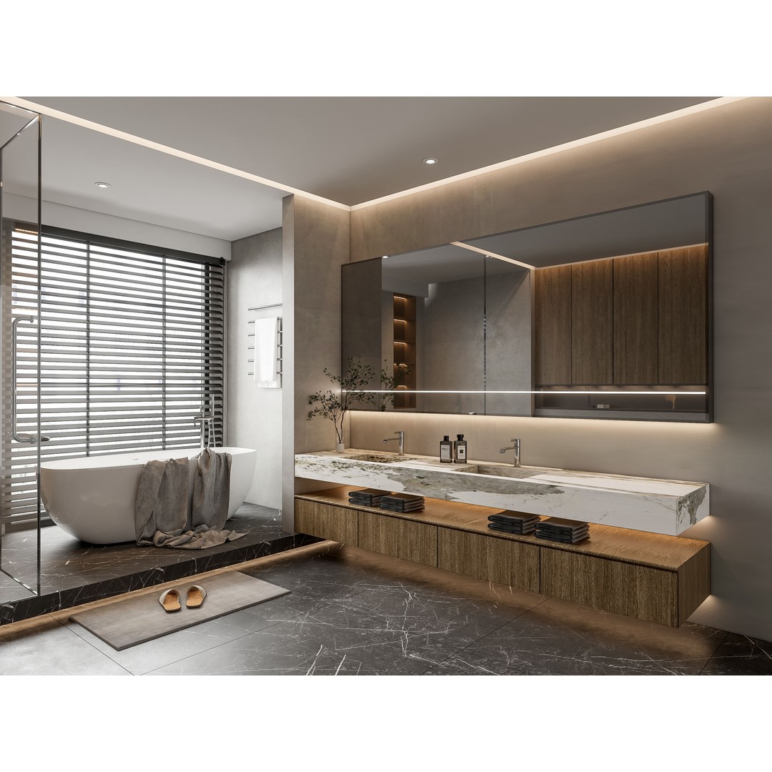 Modern Bathroom 3D Model – Elegant Vanity Scene, FBX, Blender, PBR - View 17