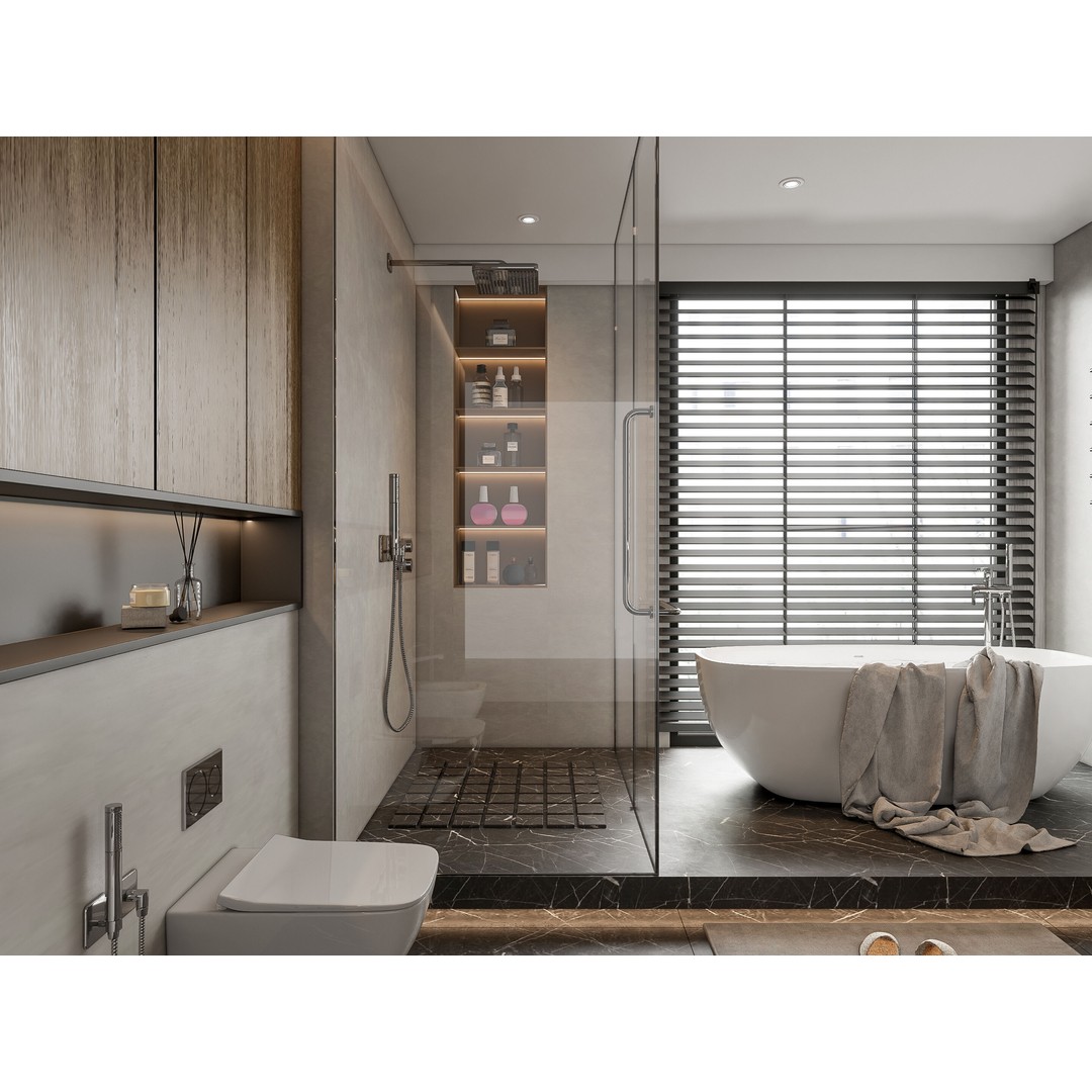 Modern Bathroom 3D Model – Elegant Vanity Scene, FBX, Blender, PBR - View 3