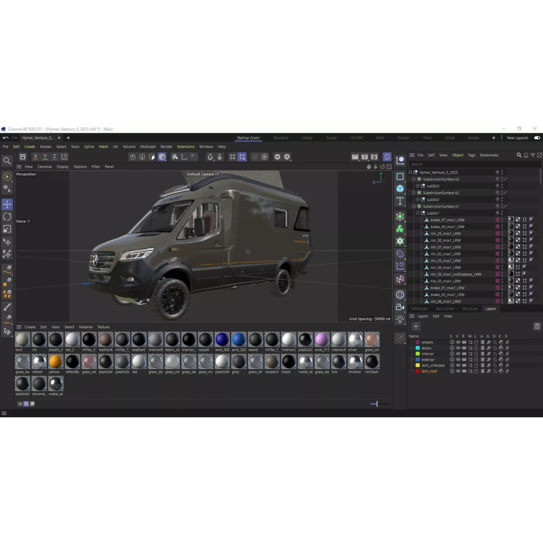 Hymer Venture S 3D Model – Detailed Vehicle with Openable Doors, FBX, OBJ - View 57