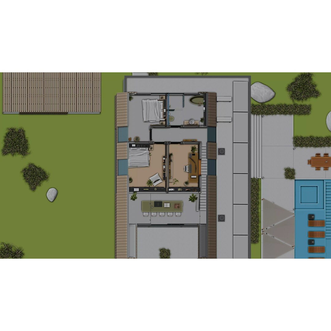 Modern Modular House 3D Model – Fully Furnished, Blender & FBX - View 23