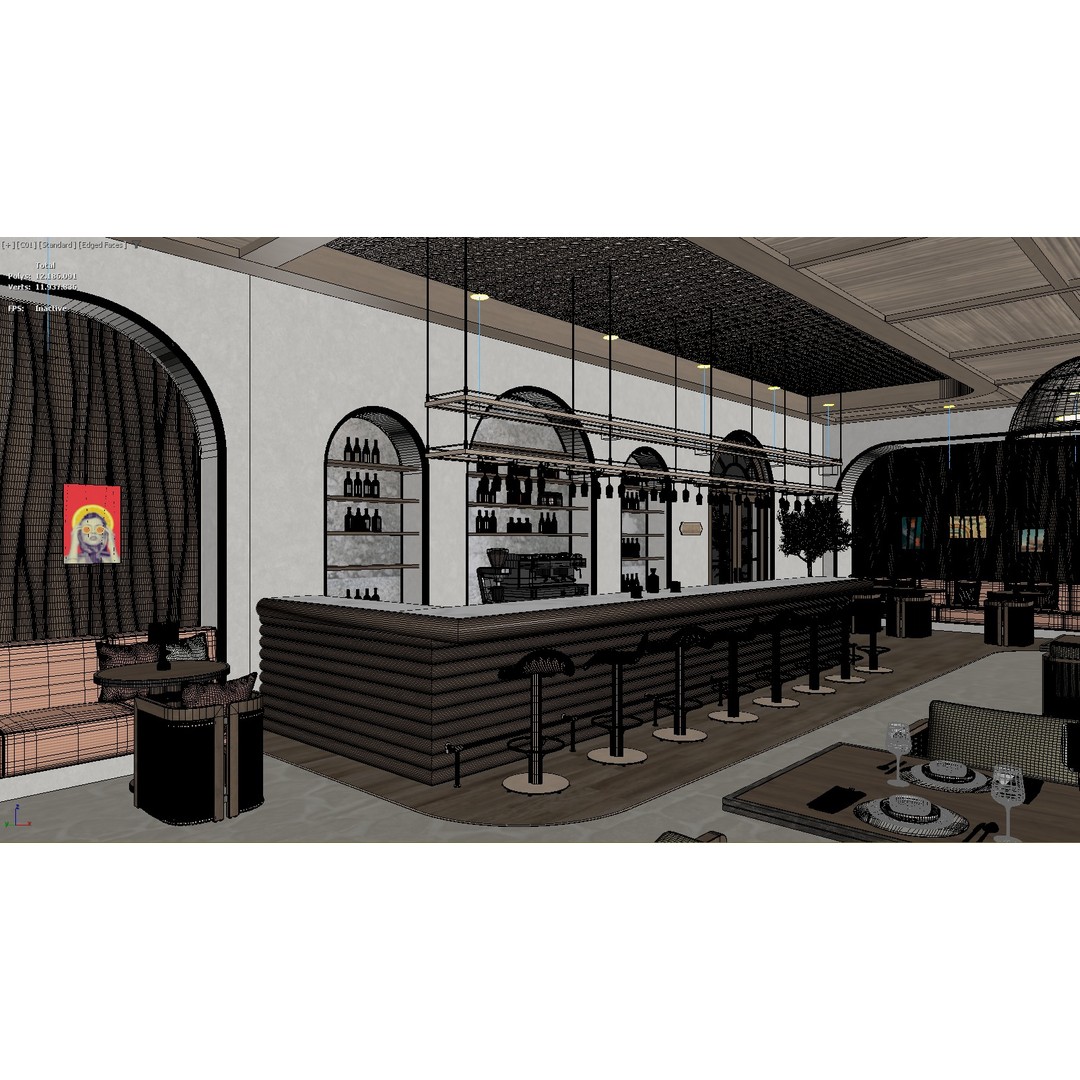 Ethnic Restaurant 3D Model – Detailed Interior with Textures, FBX, OBJ - View 11