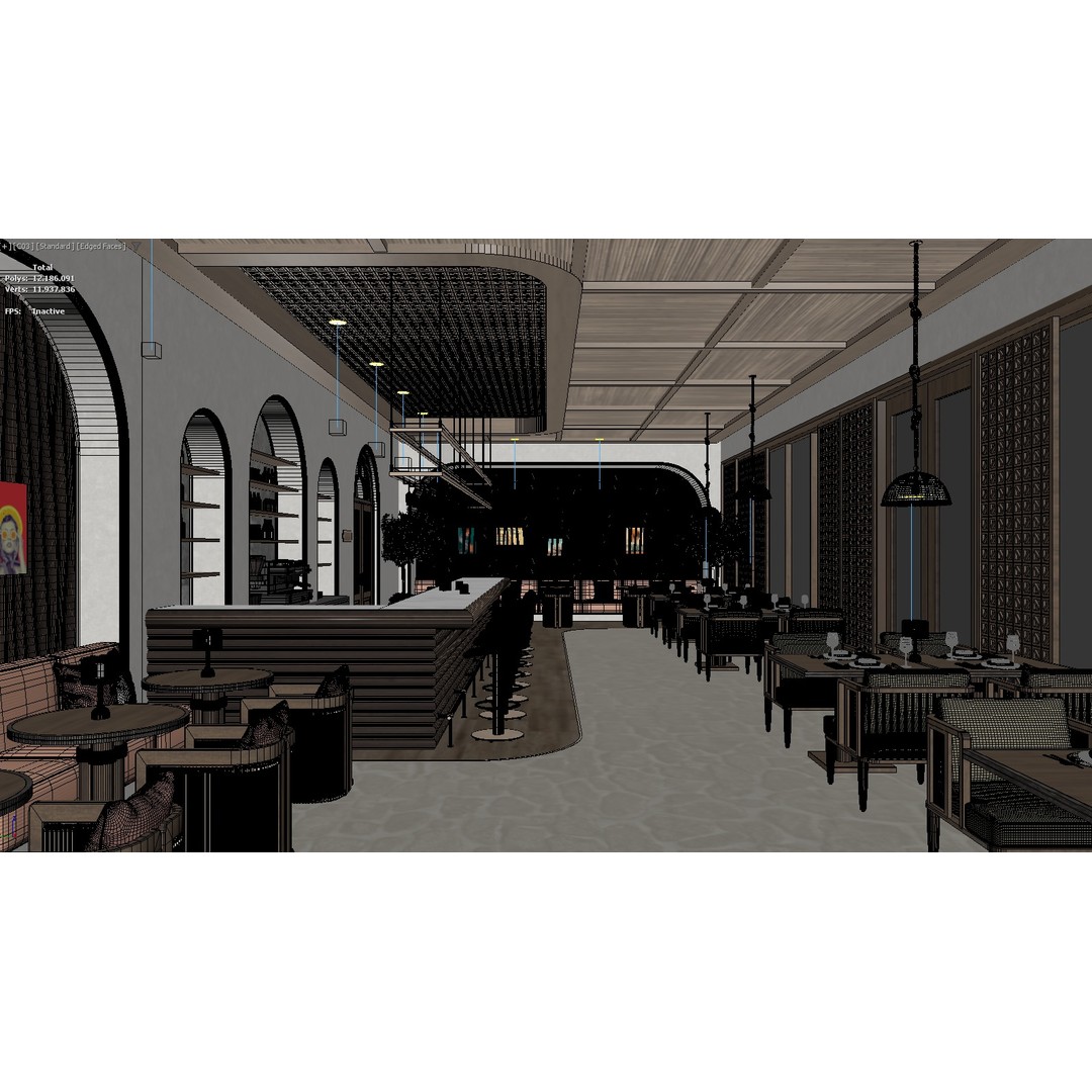 Ethnic Restaurant 3D Model – Detailed Interior with Textures, FBX, OBJ - View 13
