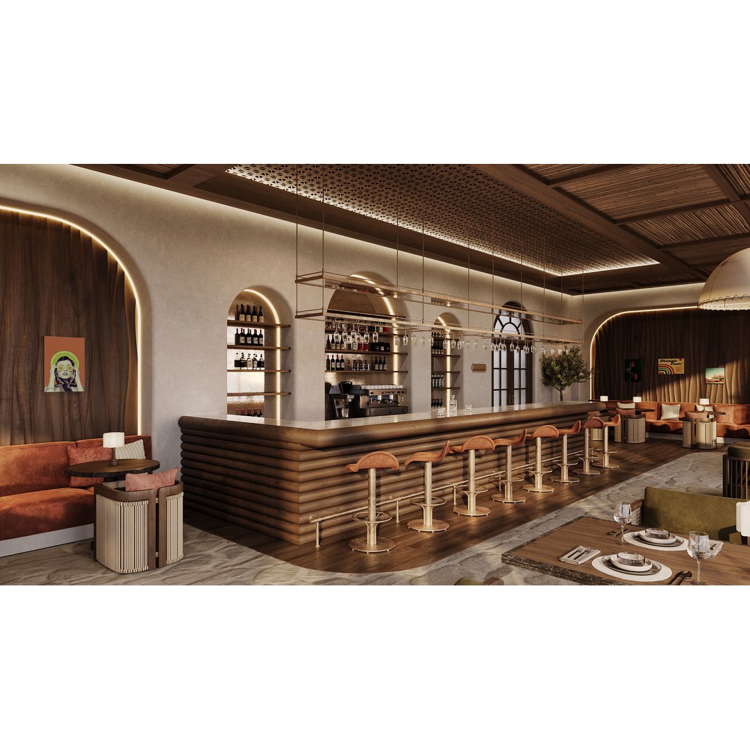 Ethnic Restaurant 3D Model – Detailed Interior with Textures, FBX, OBJ - View 3