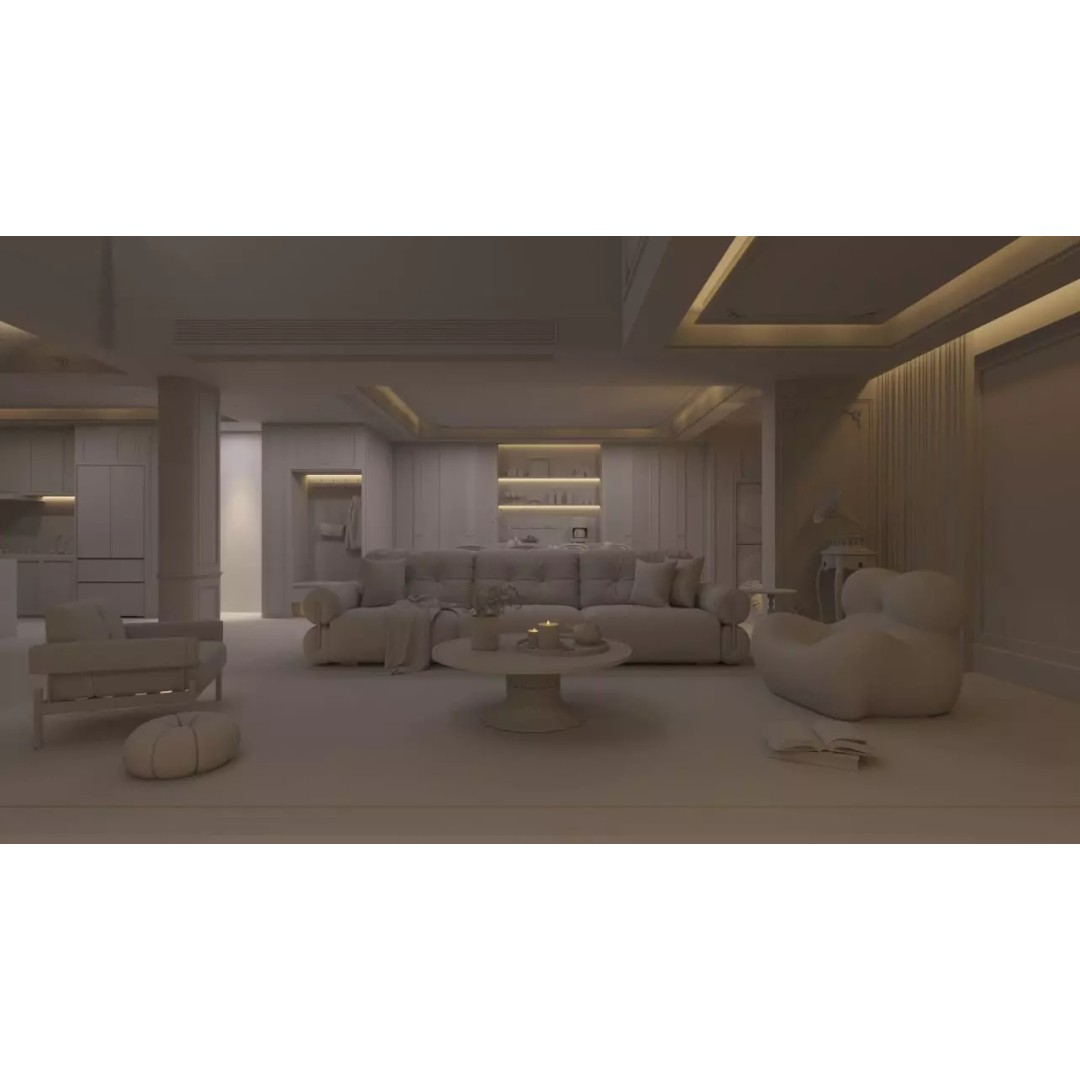 Contemporary Living Room 3D Model – High Poly Interior Asset, FBX