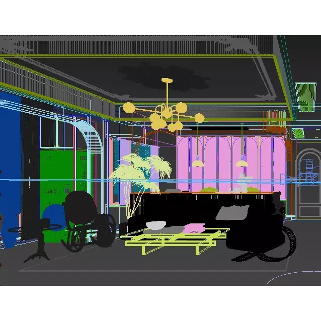 Contemporary Living Room 3D Model – High Poly Interior Asset, FBX - View 9