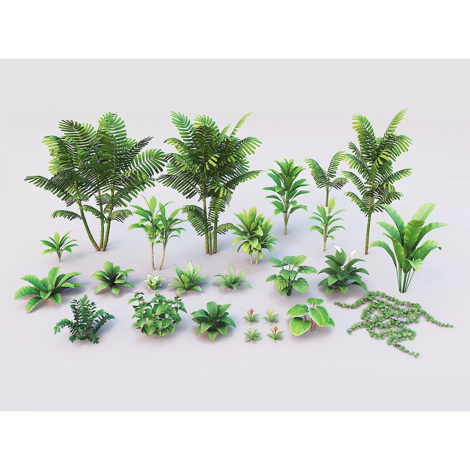 Tropical Plants Pack - Low-Poly Game-Ready 3D Model - View 2