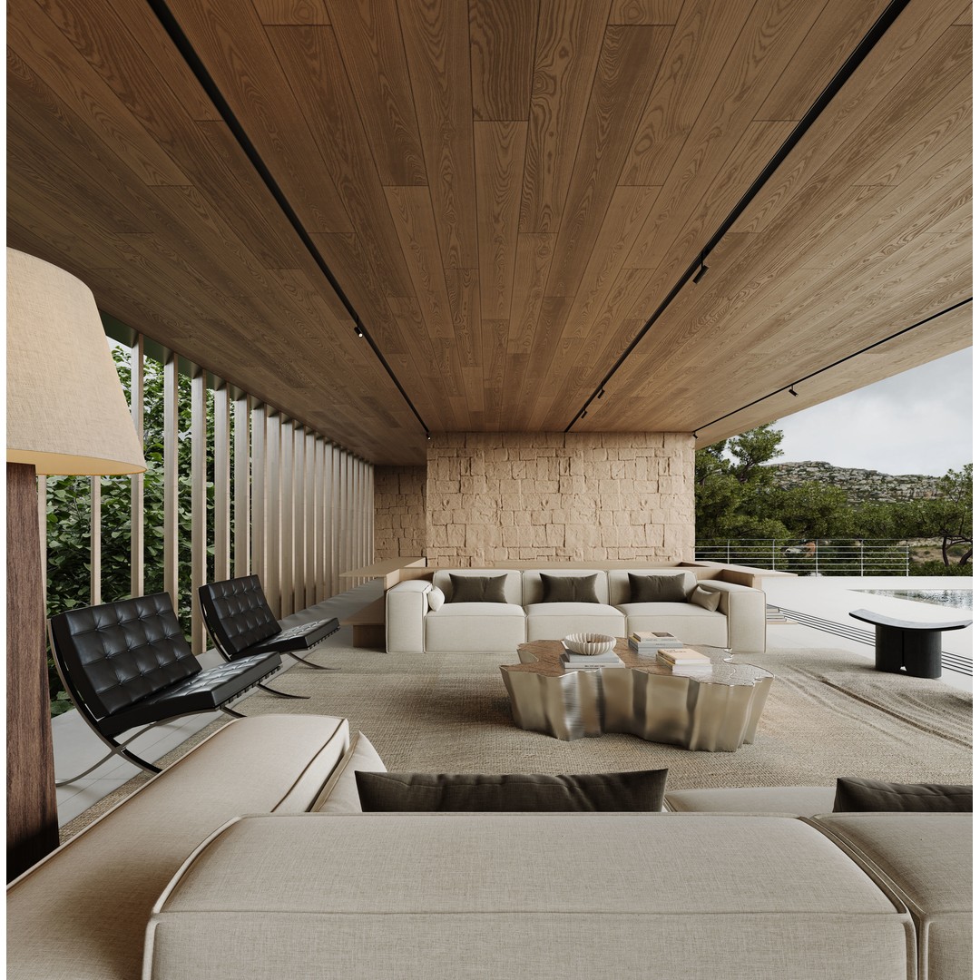 Villa 3D Model – Modern Residential Scene for Corona Render - View 3