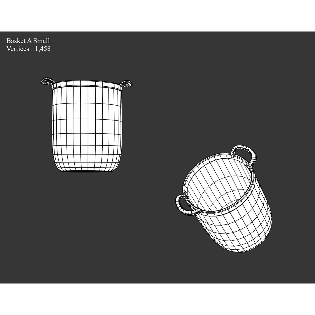 Woven Baskets 3D Model – Low Poly Medieval Game Asset, FBX, Blender - View 11