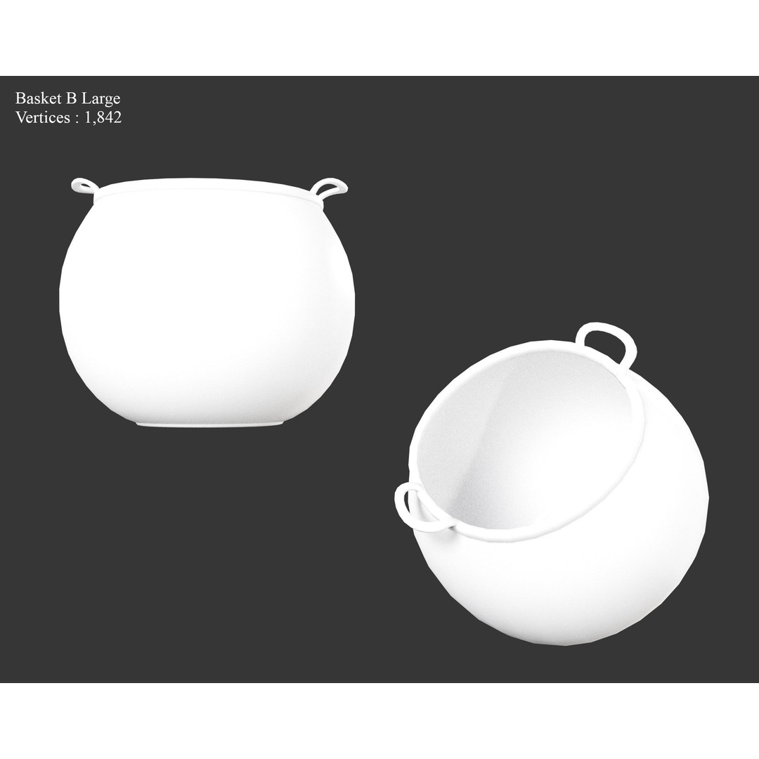 Woven Baskets 3D Model – Low Poly Medieval Game Asset, FBX, Blender - View 13