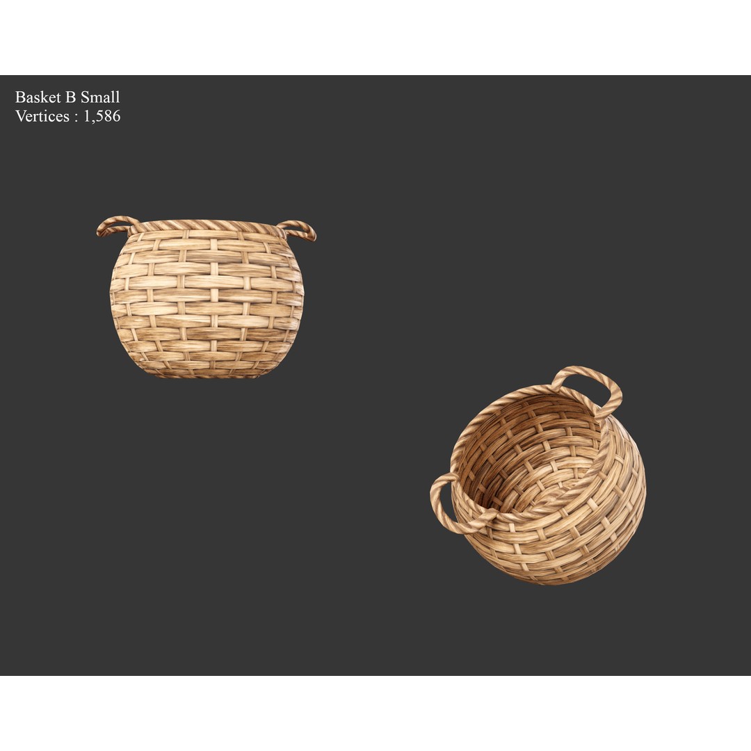 Woven Baskets 3D Model – Low Poly Medieval Game Asset, FBX, Blender - View 15