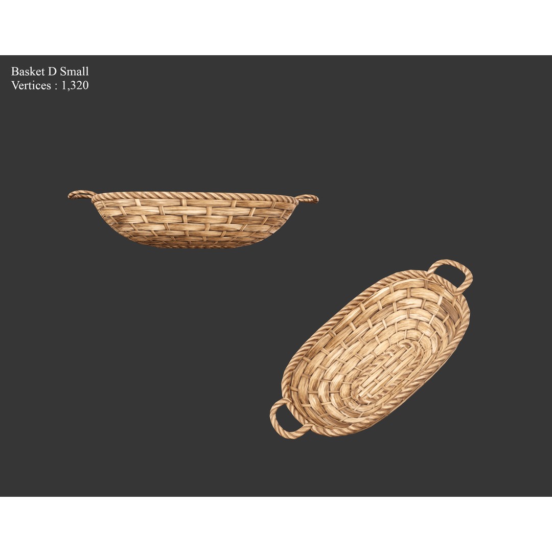 Woven Baskets 3D Model – Low Poly Medieval Game Asset, FBX, Blender - View 27