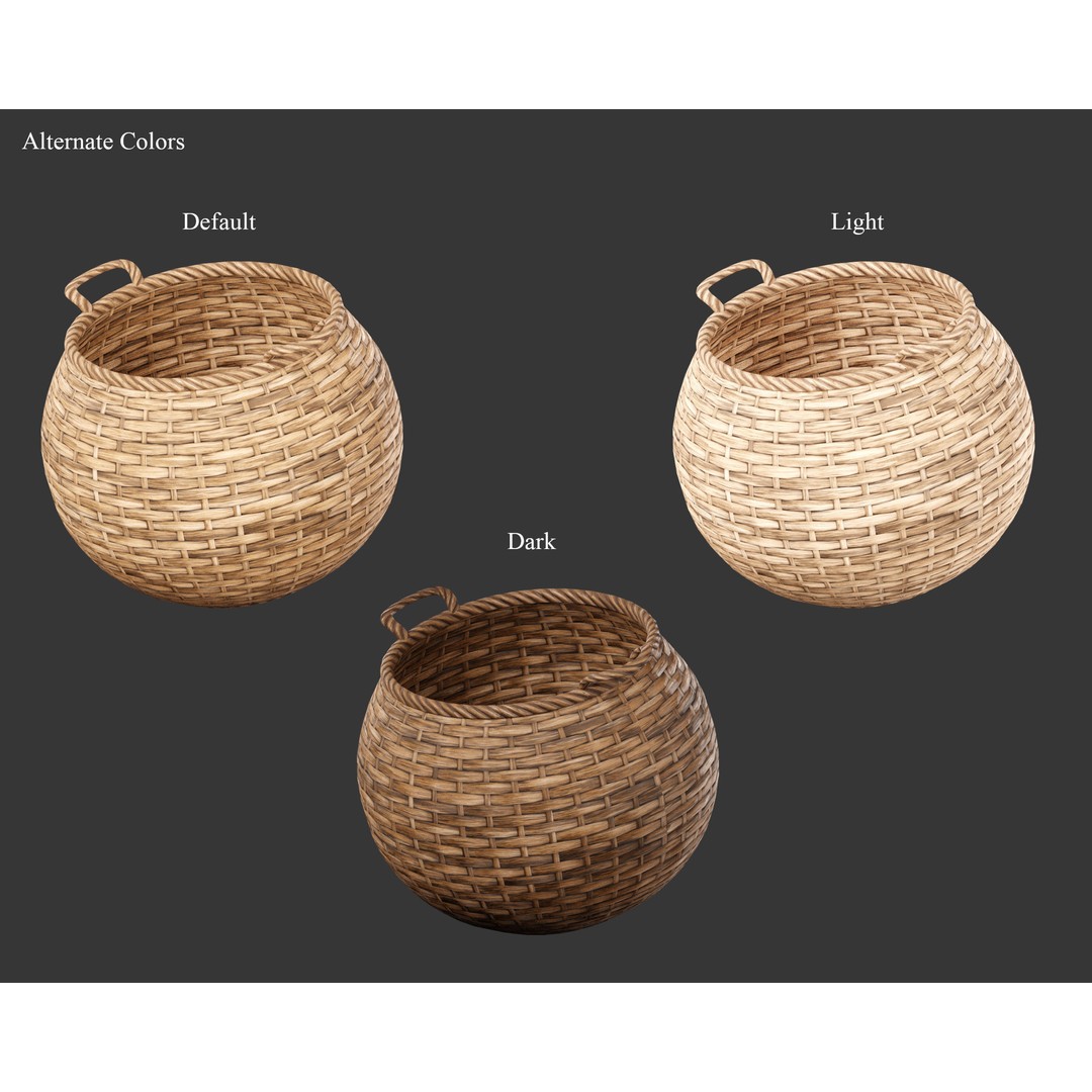 Woven Baskets 3D Model – Low Poly Medieval Game Asset, FBX, Blender - View 4