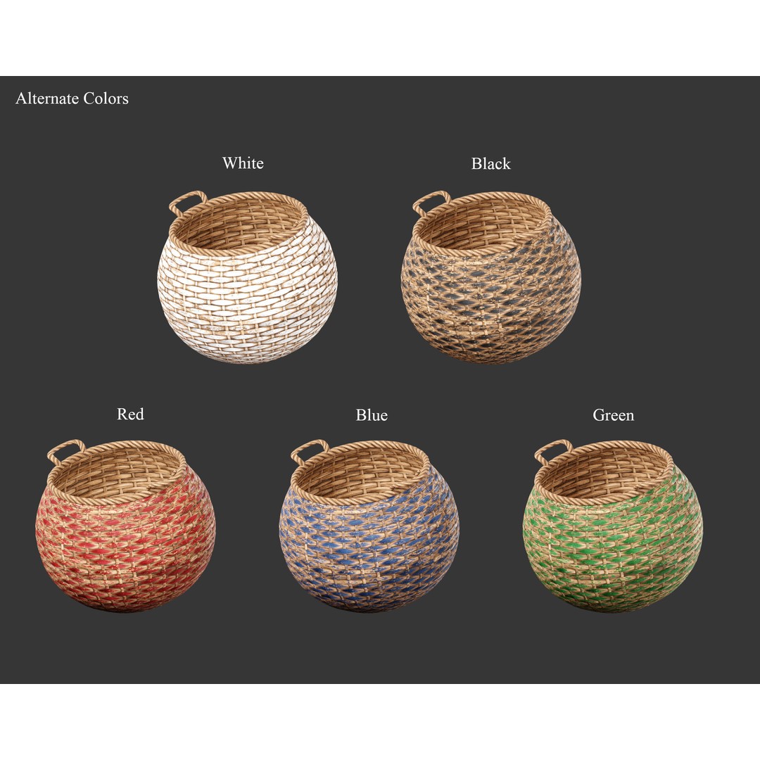 Woven Baskets 3D Model – Low Poly Medieval Game Asset, FBX, Blender - View 5