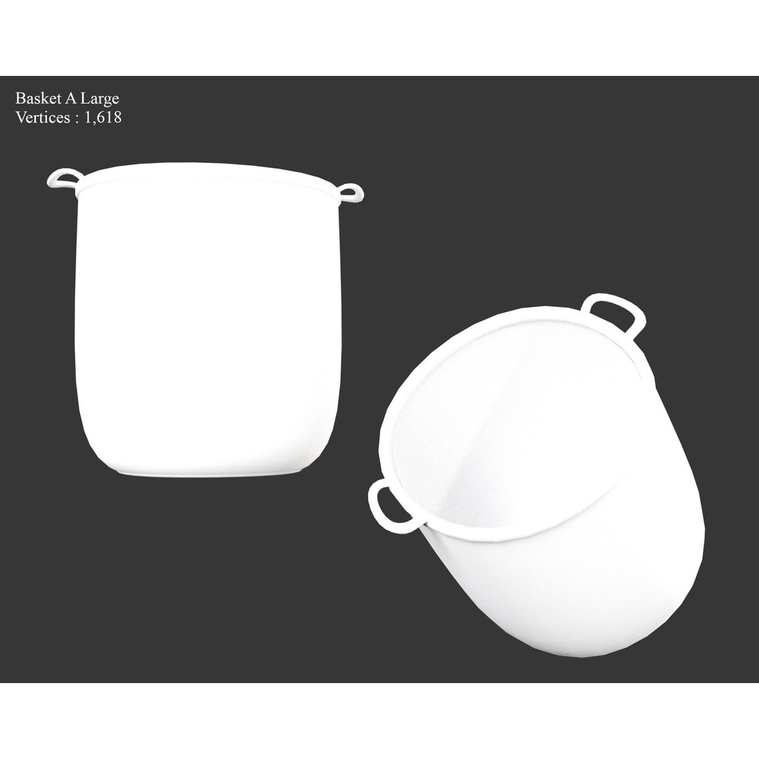 Woven Baskets 3D Model – Low Poly Medieval Game Asset, FBX, Blender - View 7