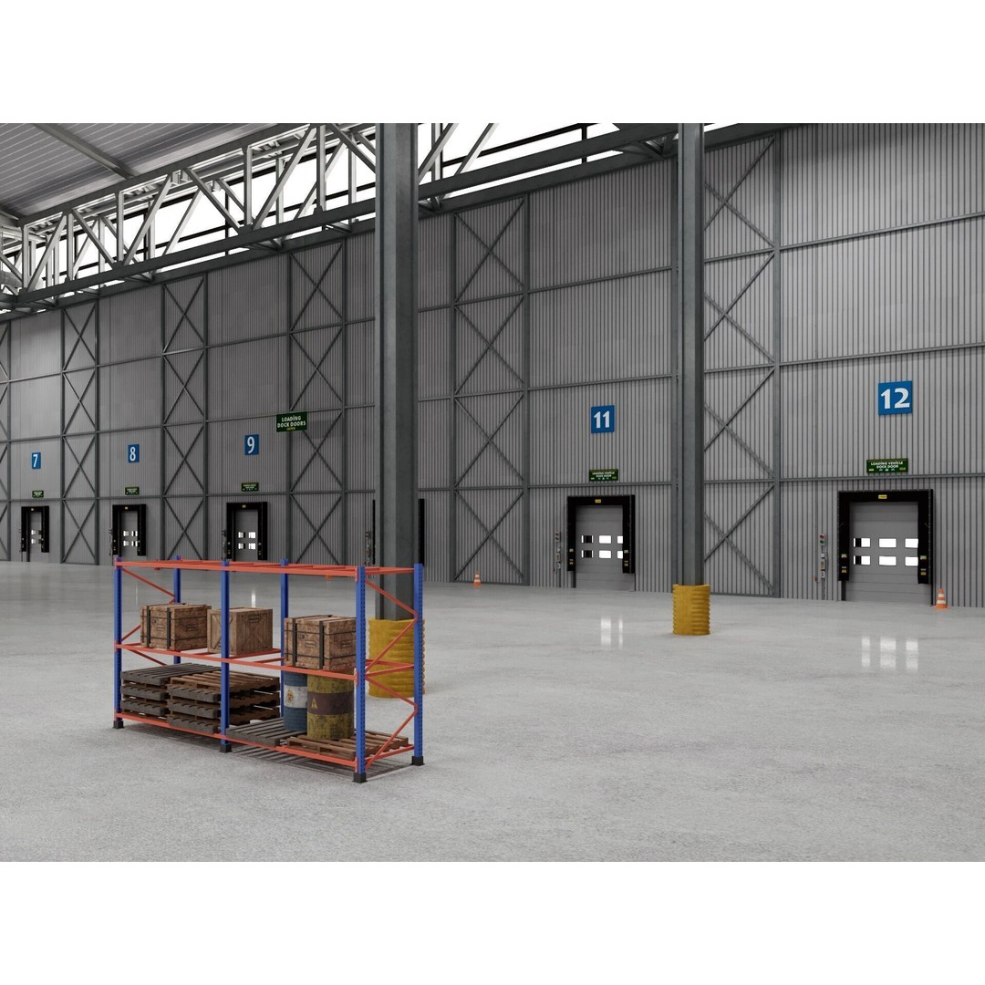 Warehouse Logistic 3D Model – Industrial Exterior with Textures, FBX, Blender - View 10