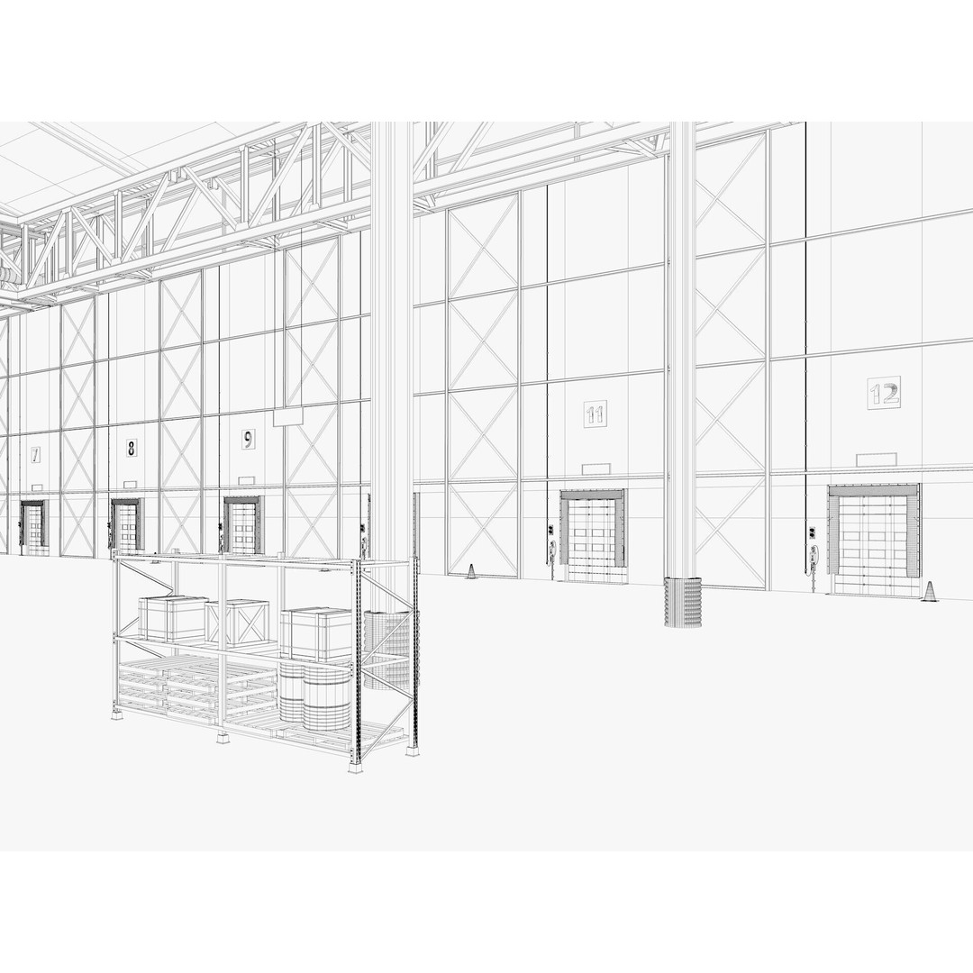 Warehouse Logistic 3D Model – Industrial Exterior with Textures, FBX, Blender - View 22