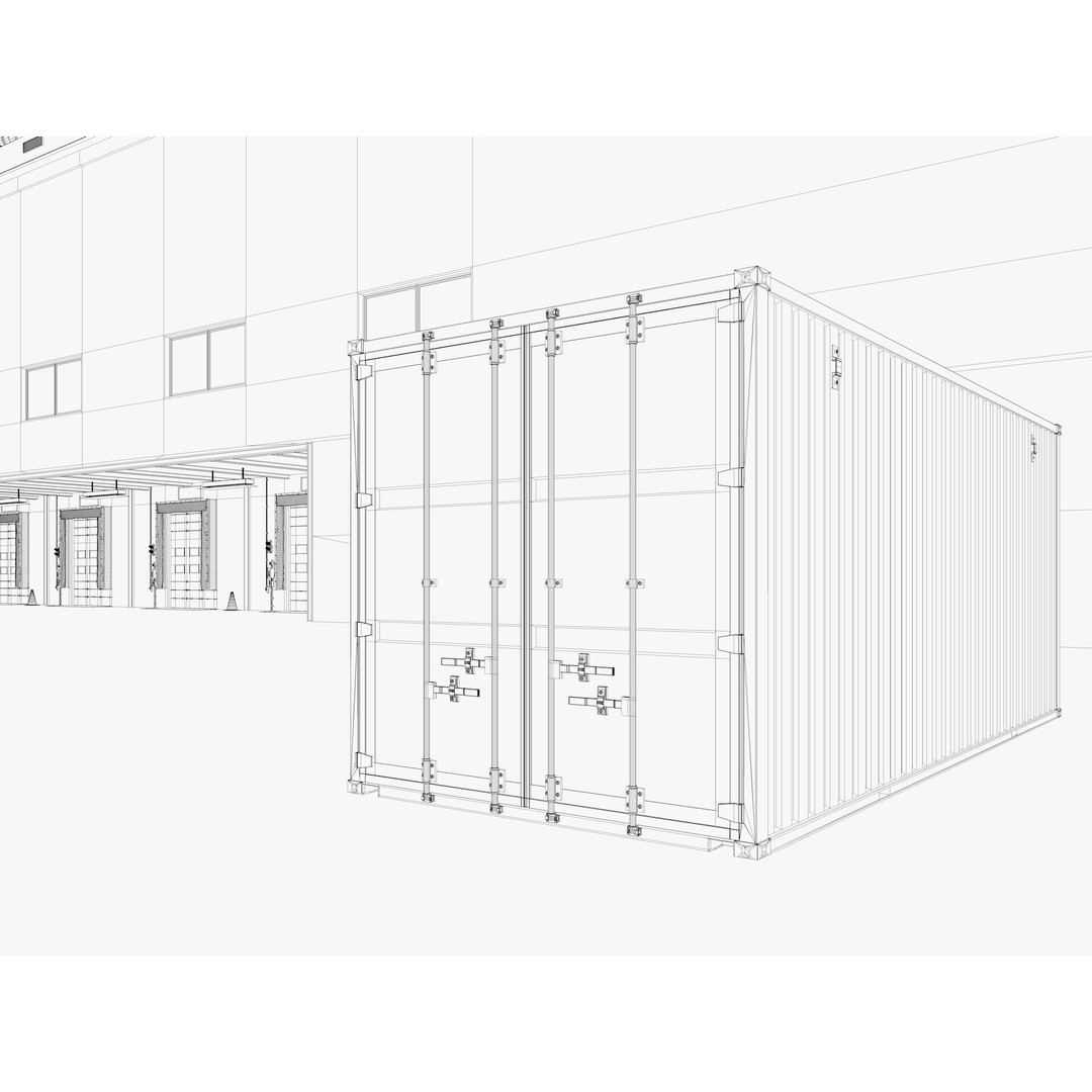 Warehouse Logistic 3D Model – Industrial Exterior with Textures, FBX, Blender - View 24