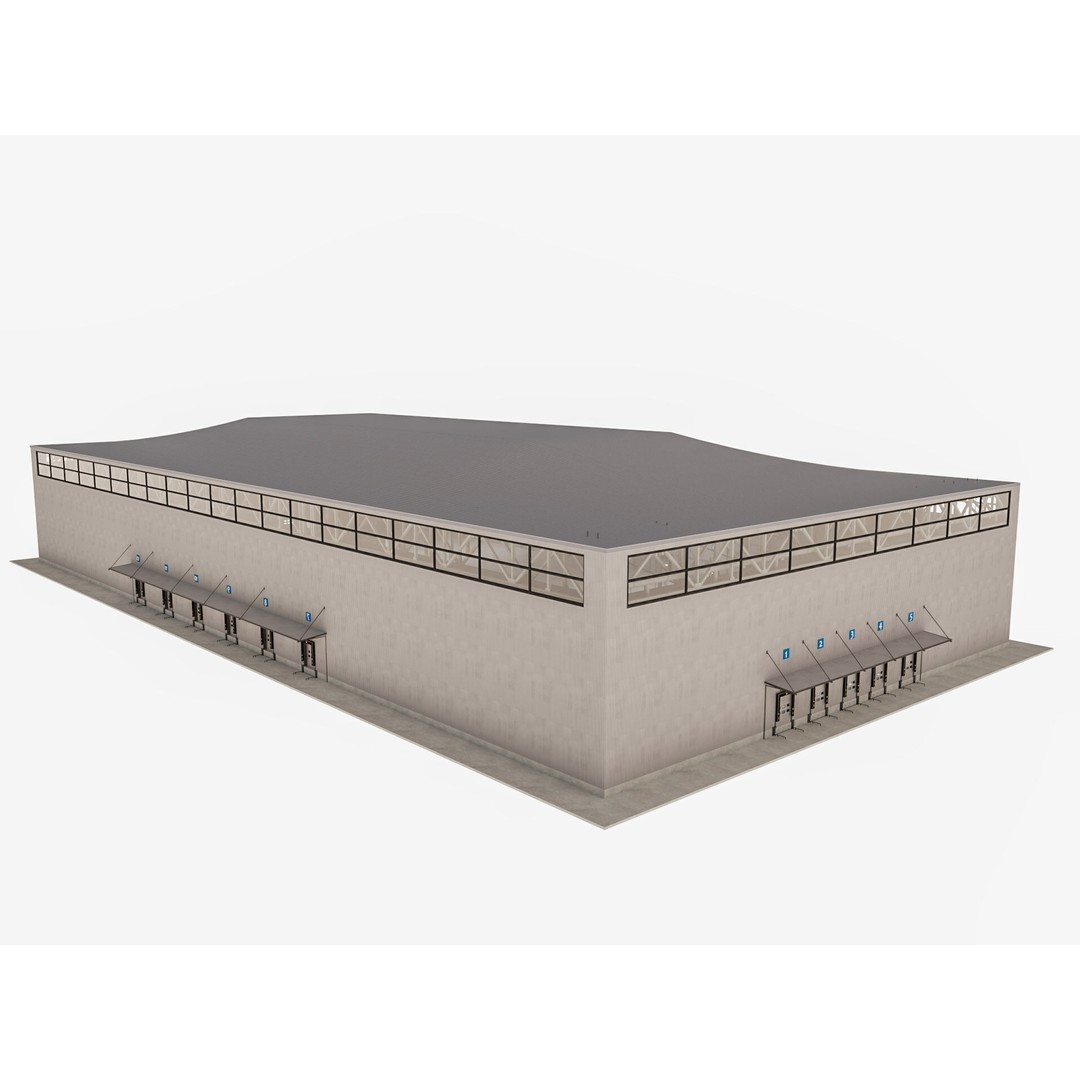 Warehouse Logistic 3D Model – Industrial Exterior with Textures, FBX, Blender - View 3