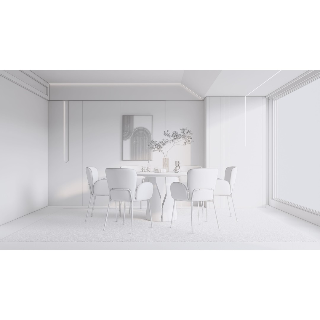 Dining Room 3D Model – Modern Full Scene with Textures & Lighting