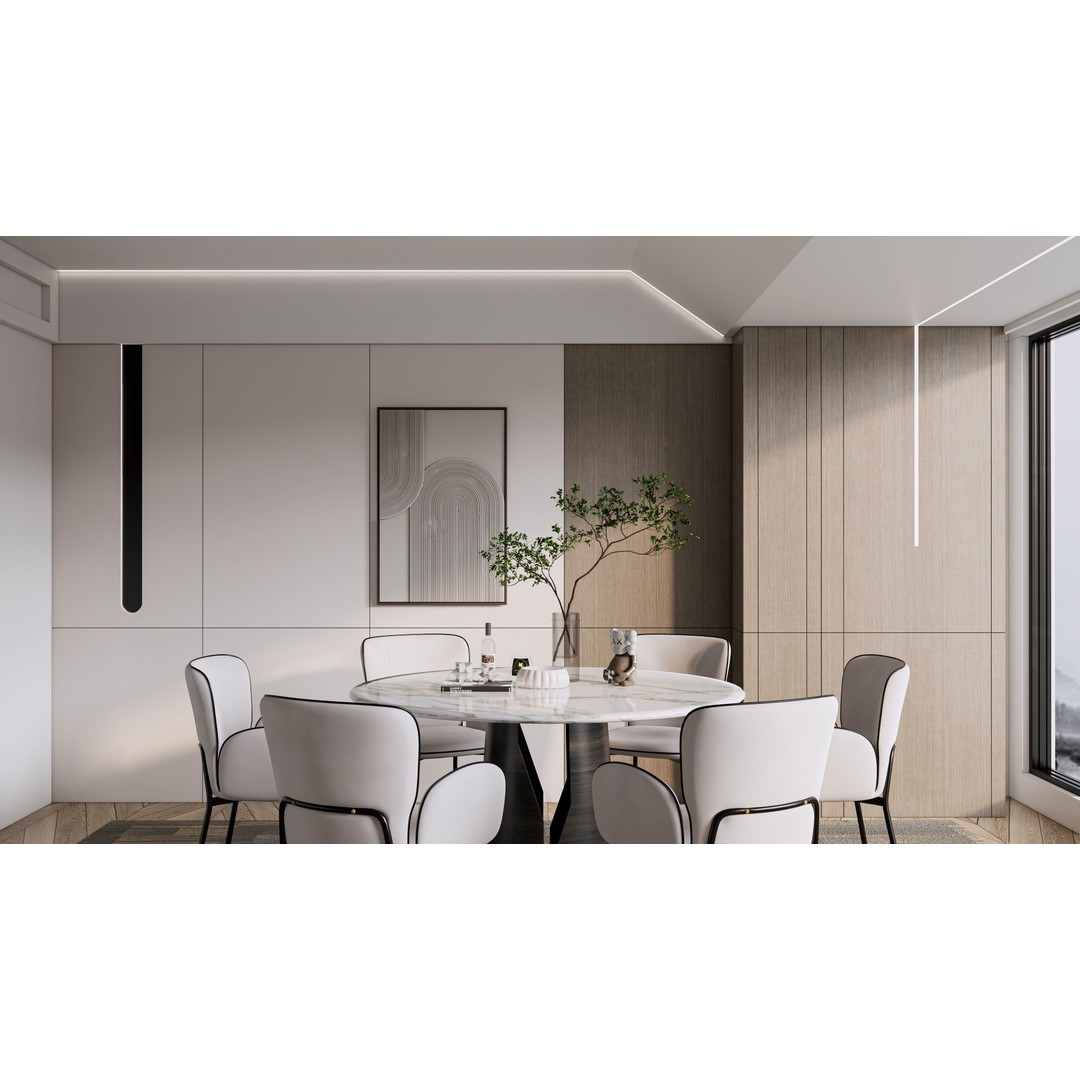 Dining Room 3D Model – Modern Full Scene with Textures & Lighting - View 5