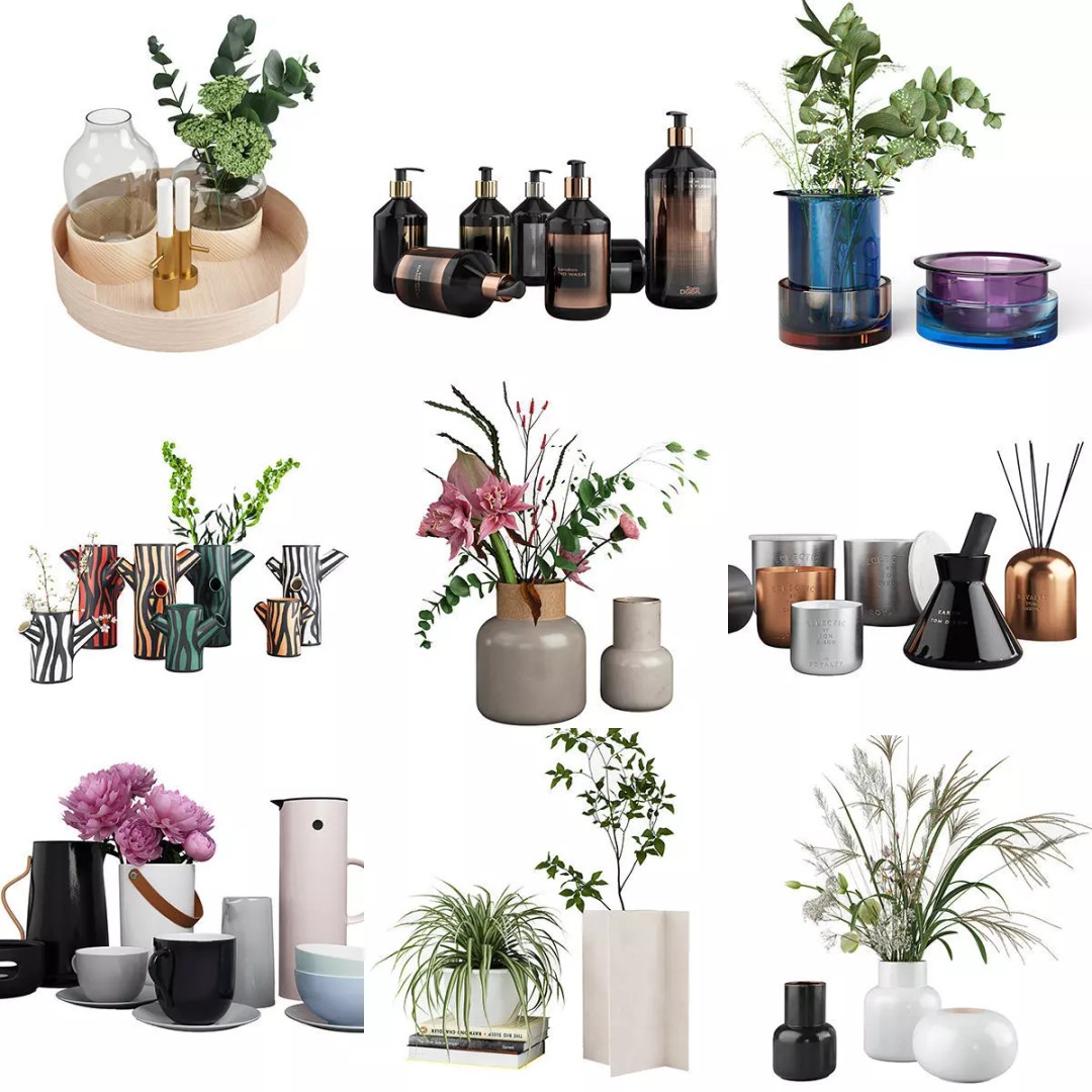 Interior Accessories 3D Model – High-Quality PBR Collection, FBX/OBJ - View 2