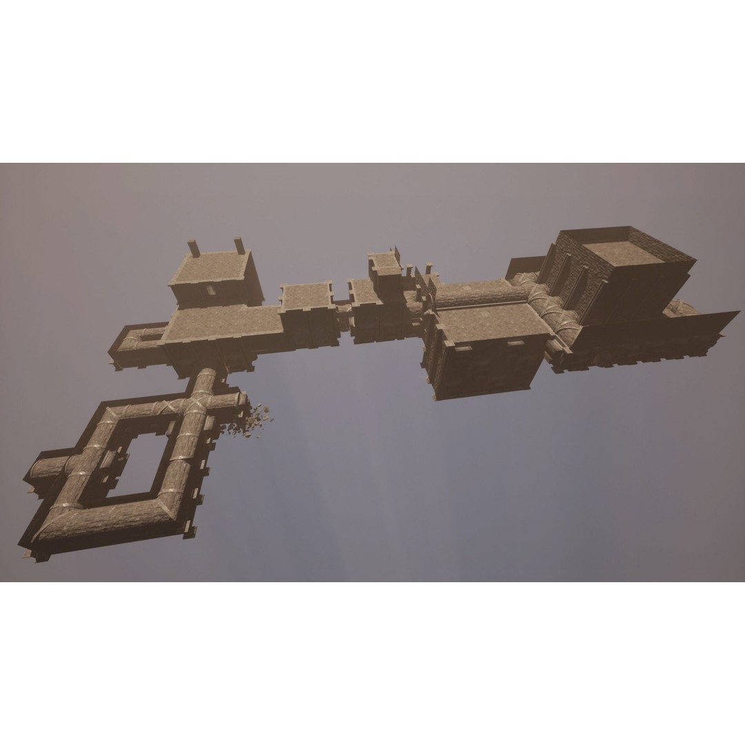 Modular Dungeon 3D Model – Low Poly Kitbash Assets, FBX & Blender