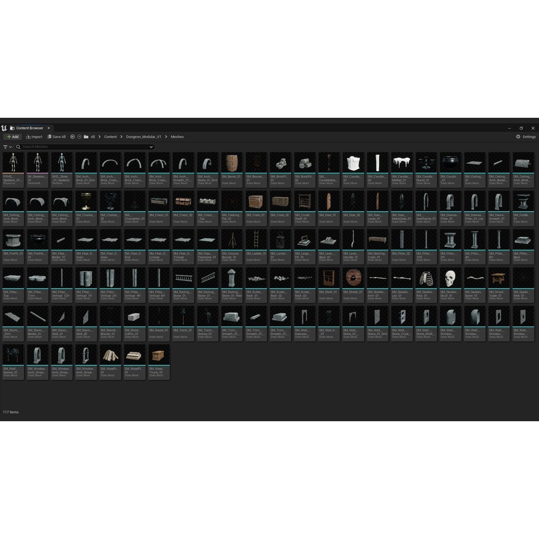 Modular Dungeon 3D Model – Low Poly Kitbash Assets, FBX & Blender - View 20