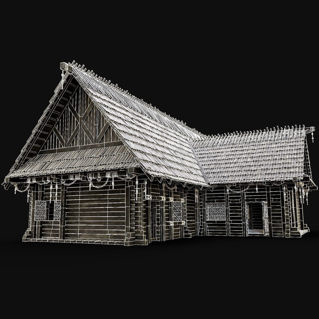 Enterable Village House 3D Model – Low Poly Game-Ready Asset, FBX, OBJ